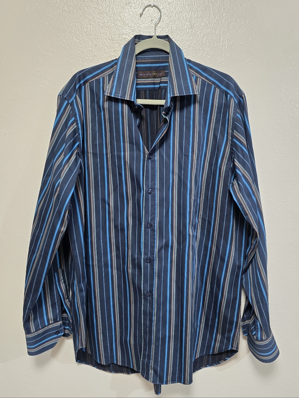 Etro Milano Stripe Button Down Shirt Size EU 44/US 17.5
